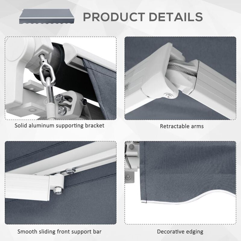 Hivvago Manual Retractable Patio Awning with UV Protection image number 6