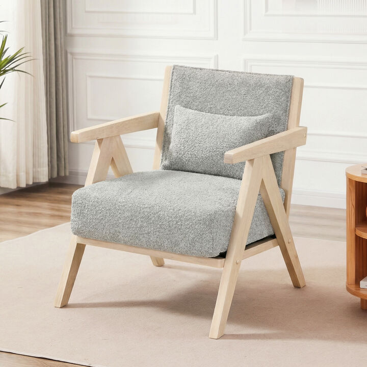 Mid Century Accent Chair with Wooden Frame for Living Room and Bedroom