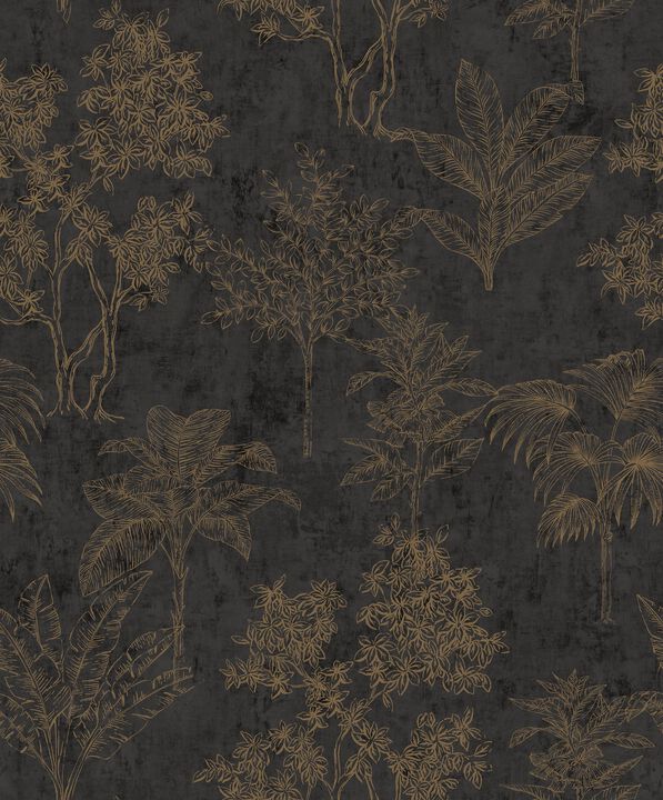 Zen Floating Foliage Black Wallpaper DWP0361-08