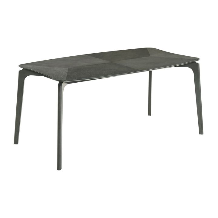 Kalie 63 Inch Dining Table, Tapered Legs, Wood Grain Finish, Charcoal Gray