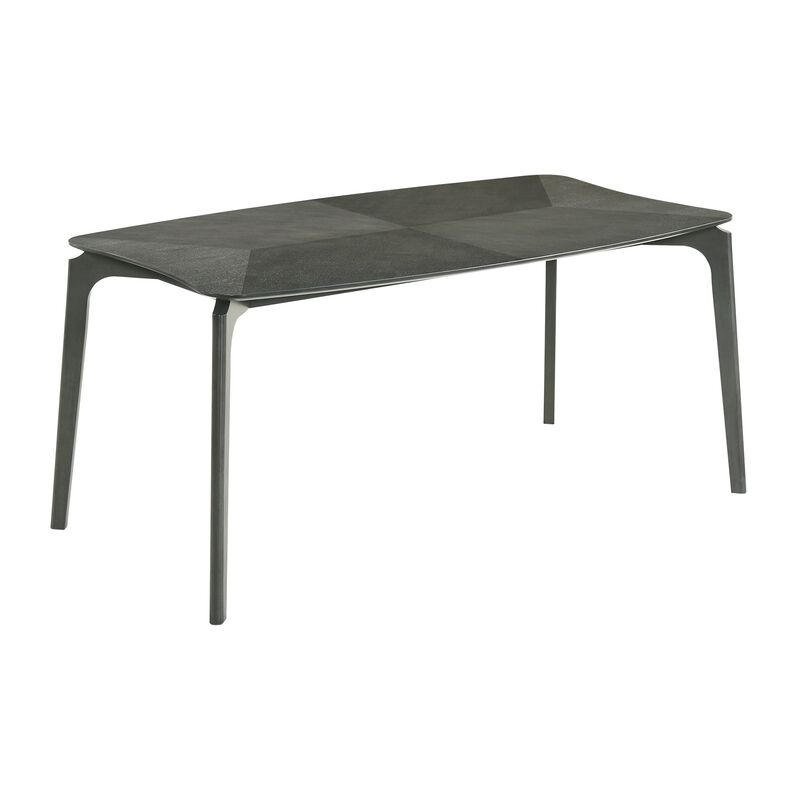 Kalie 63 Inch Dining Table, Tapered Legs, Wood Grain Finish, Charcoal Gray