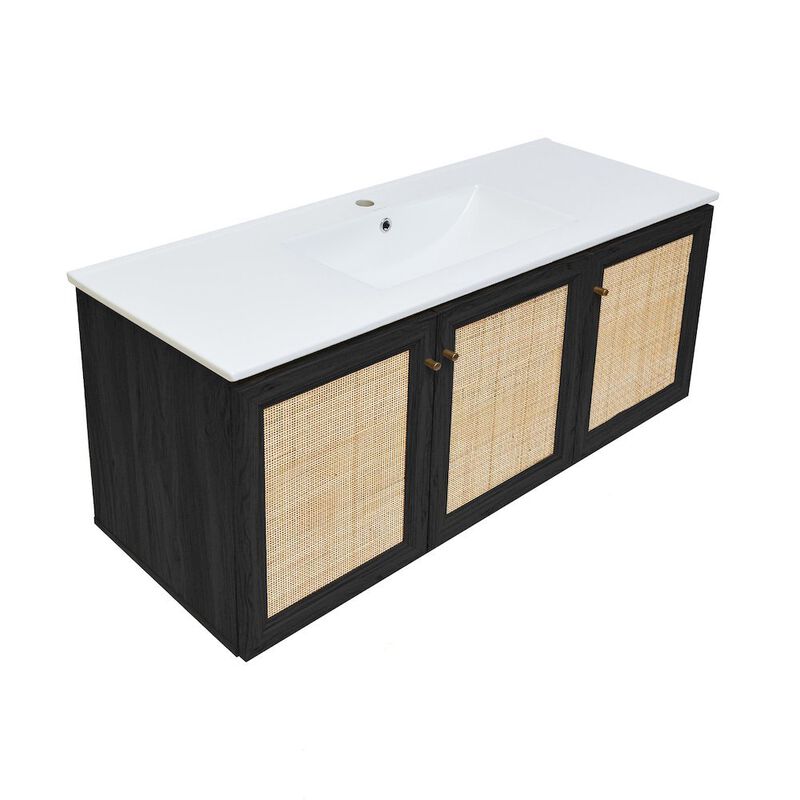 Classe 48" Wall-Mounted Bathroom Vanity in Black Oak image number 5