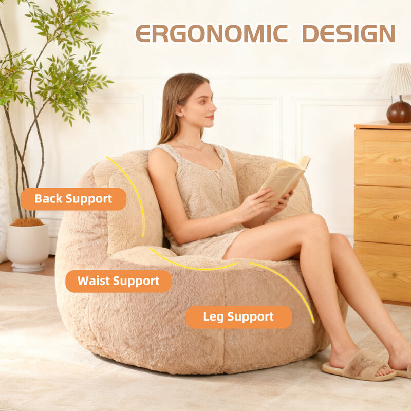 GOODSILO Oversized Bean Bag Chair Lounger Sofa Large Comfy Faux Fur Living Room Furniture image number 5