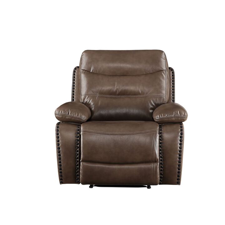 Aashi Recliner (Power Motion), Brown Leather-Gel Match