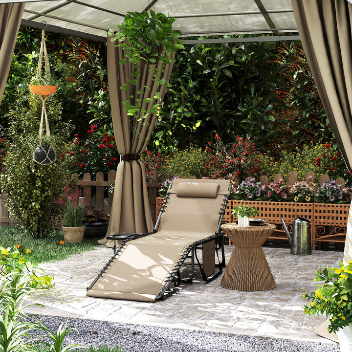 Hivvago Folding Outdoor Chaise Lounge Chair with Side Table