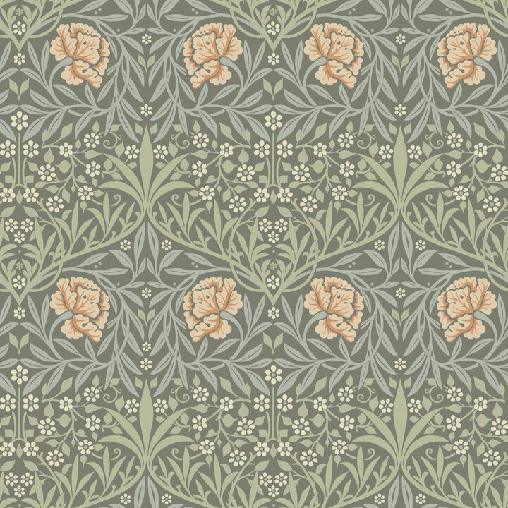 Oxford Union Grey Floral Vines Wallpaper