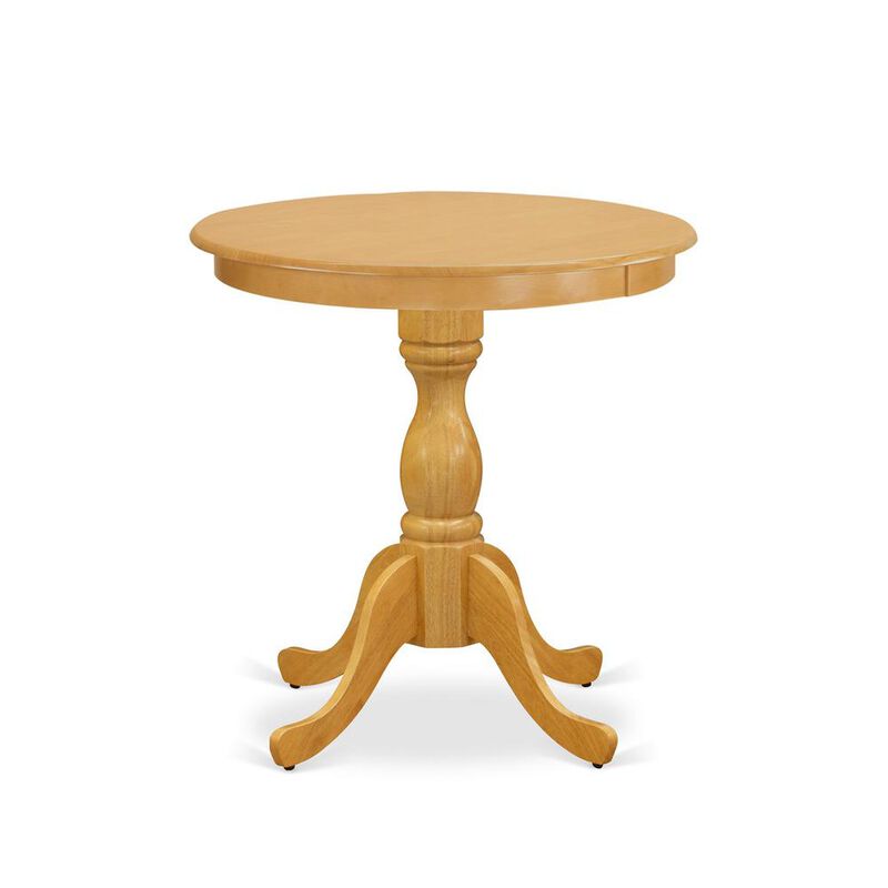 Beautiful Small Table with Oak Color Table Top Surface and Asian Wood Small Dining Table Wooden Legs - Oak Finish