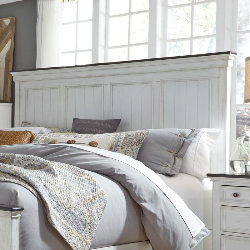Liberty Furniture Allyson Park Queen Panel Headboard in Wirebrushed White w/ Charcoal Top image number 2