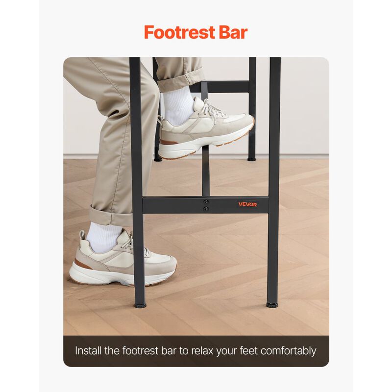 Narrow Bar Height Table with Sturdy Metal Frame, Long Pub Table for Dining or Party-Rustic Brown image number 5
