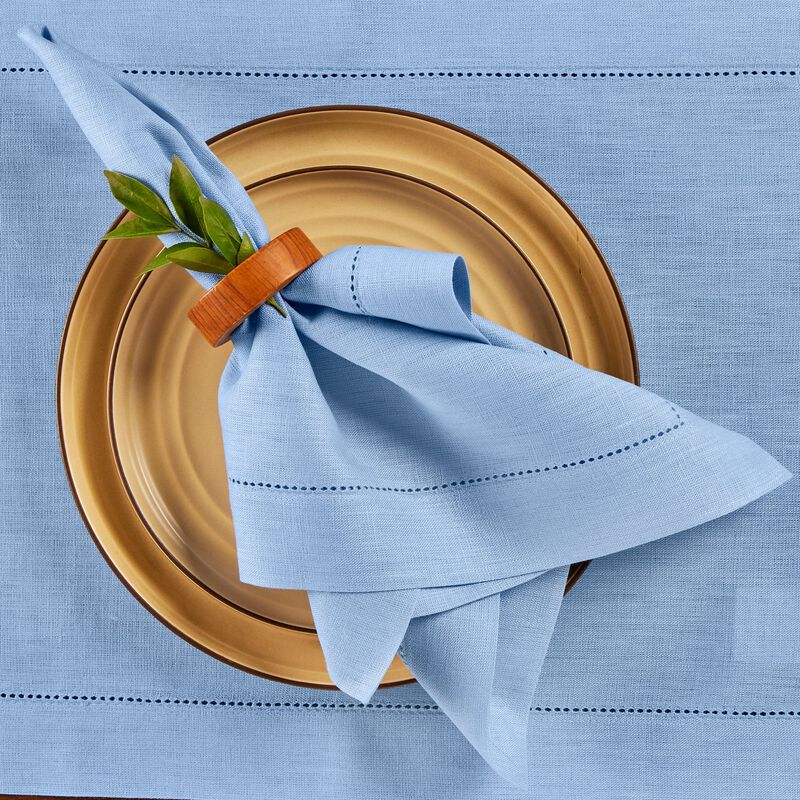 Solino Home Classic Hemstitch 100% Linen Dinner Napkins &ndash; Set of 4, 20 x 20 in, Machine Washable, Holiday and Everyday Dining