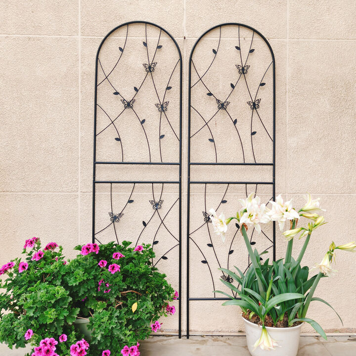 4-Pack Metal Garden Trellis, Rustproof Climbing Plant Support for Outdoor Flowers, Butterfly Design