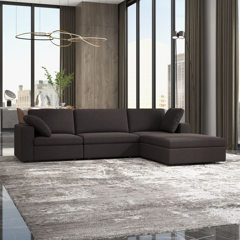 Merax Modular Corner Sectional Modern Fabric Sofa Dark Gray
