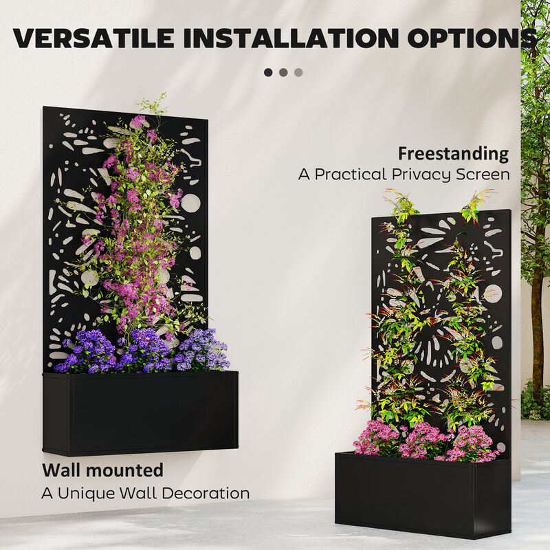 Hivvago Metal Raised Planter with Trellis for Balcony or Garden image number 4