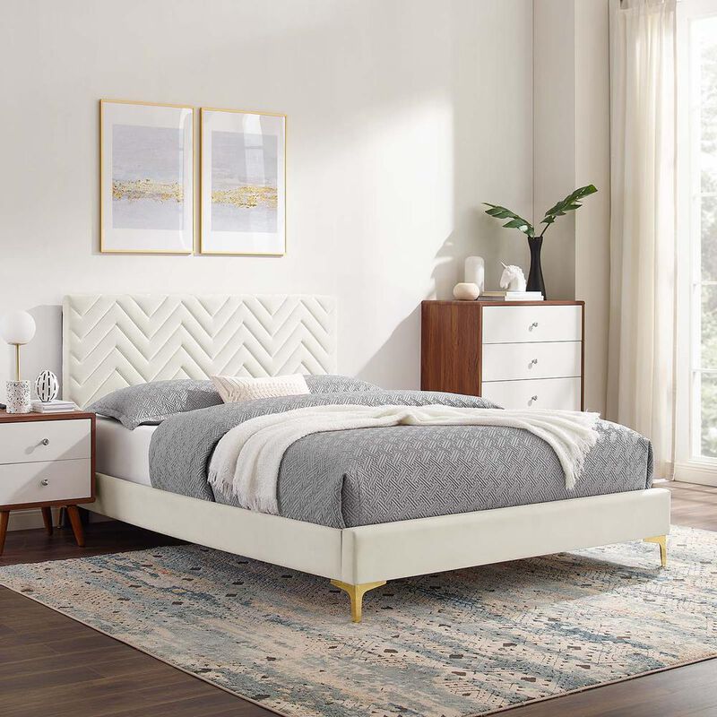 Modway - Leah Chevron Tufted Performance Velvet Full Platform Bed image number 8
