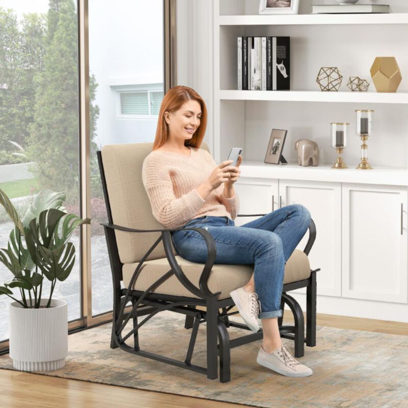 Hivvago Patio Glider Rocking Chair with Thick Cushion and Curved Armrest