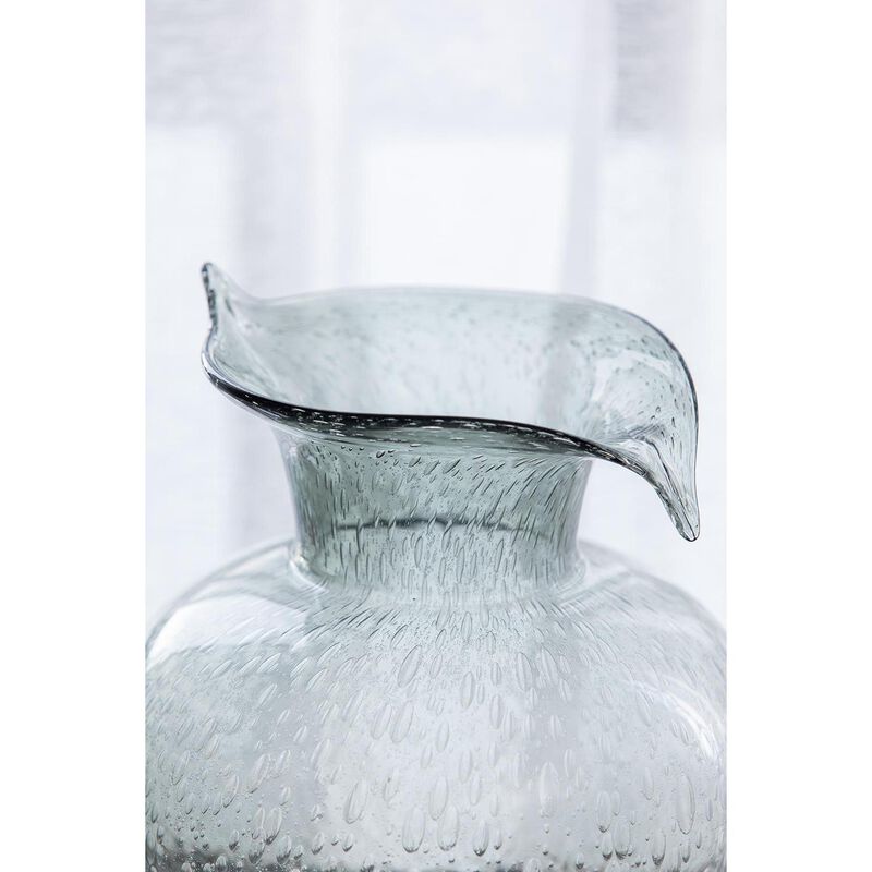HomeRoots 10" Light Gray Bubble Glass Round Table Vase image number 5