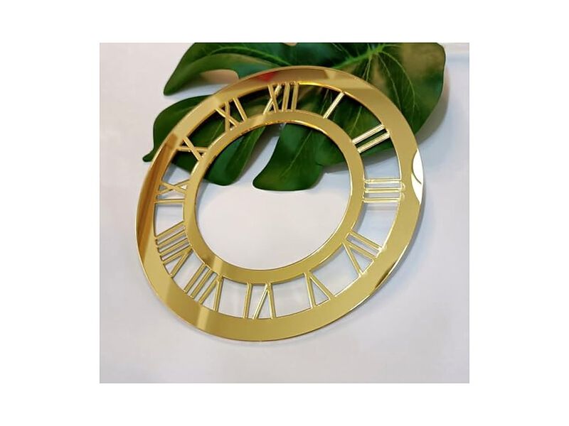 Set Gold Mirrored Acrylic Mirror Plate Wall Clock 20 Cm Home Decor image number 2