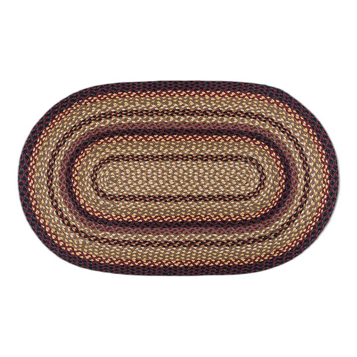 Earth Rugs C-371 Black Cherry Chocolate Cream Oval Braided Rug 27 X 45