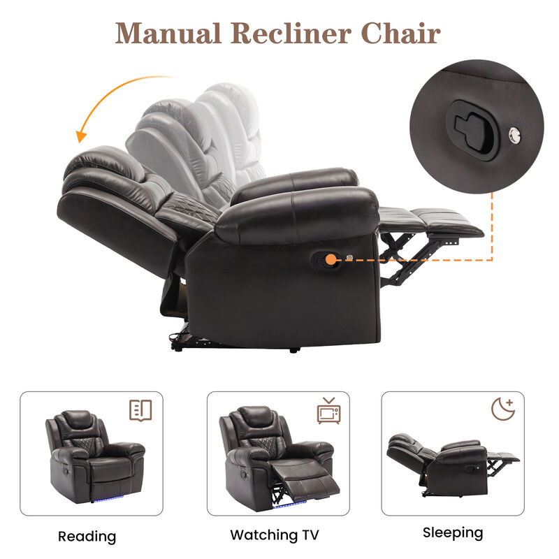 Merax Manual Recliner Chair with LED Light Strip