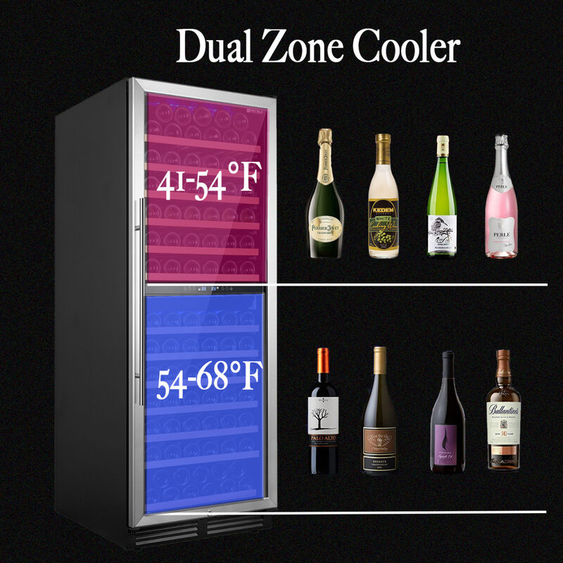 24 inch Wine Cooler Refrigerator, 152 Bottle Large Capacity Fast Cooling Low Noise, Frost Free Wine Fridge with Digital Temperature Control, Freestanding or Built-in
