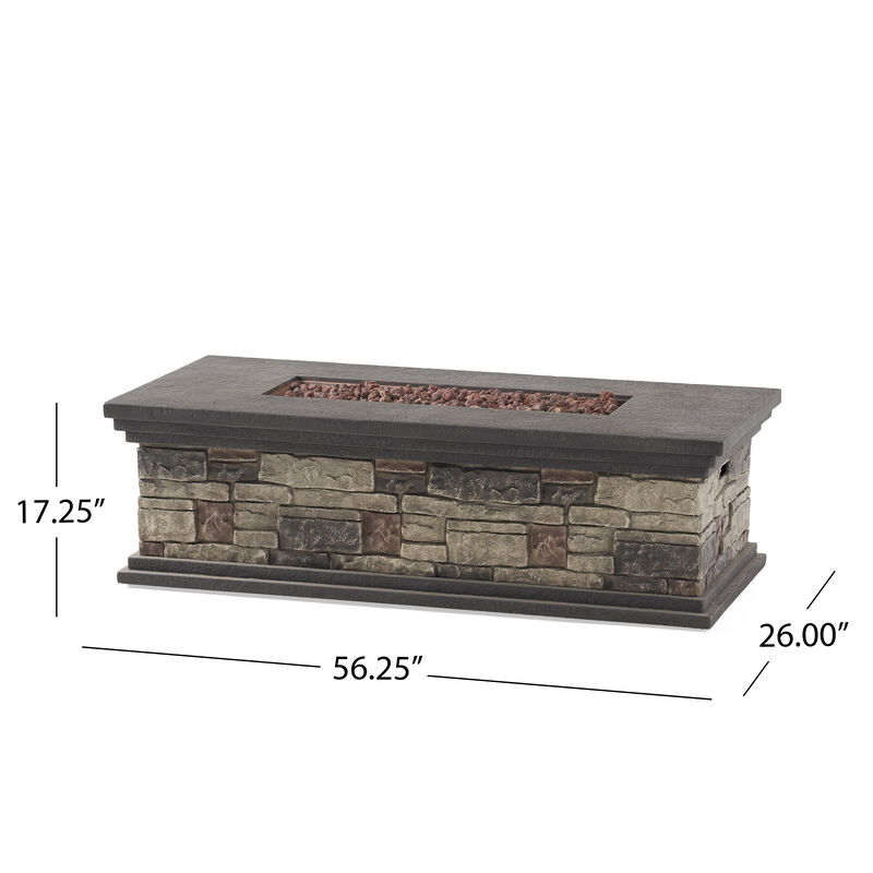 Christopher Knight Home Fletcher Outdoor 50,000 BTU Lightweight Concrete Rectangular Fire Pit with Tank Holder image number 2