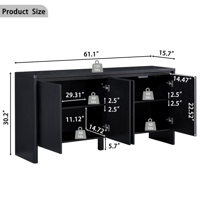 Debnul Wood 4-Door Buffet image number 9