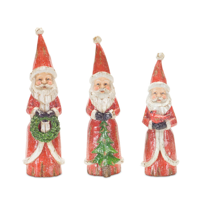 Santa Figurines Set of 3 Resin for Holiday and Christmas Decor