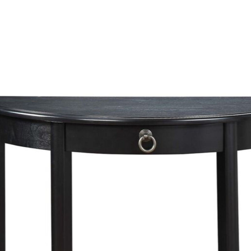 Wooden Half Moon Shaped Console Table with One Storage Drawer, Black image number 2