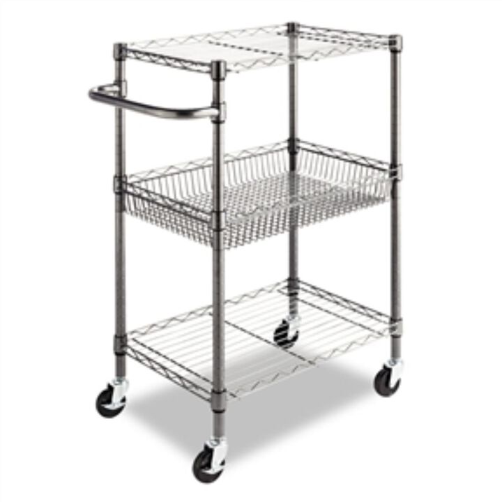 3 Tier Metal Kitchen Cart / Utility Cart with Adjustable Shelves and Casters