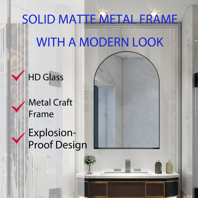 ELEMENT ACE 24x36 Inch Arched Recessed Medicine Cabinet with Adjustable Shelves and Metal Frame image number 6