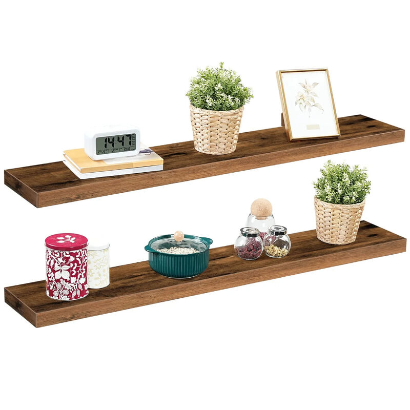 2-Piece Wall Shelf Set, Floating Shelves for Home, Office, or Kitchen-Brown image number 3