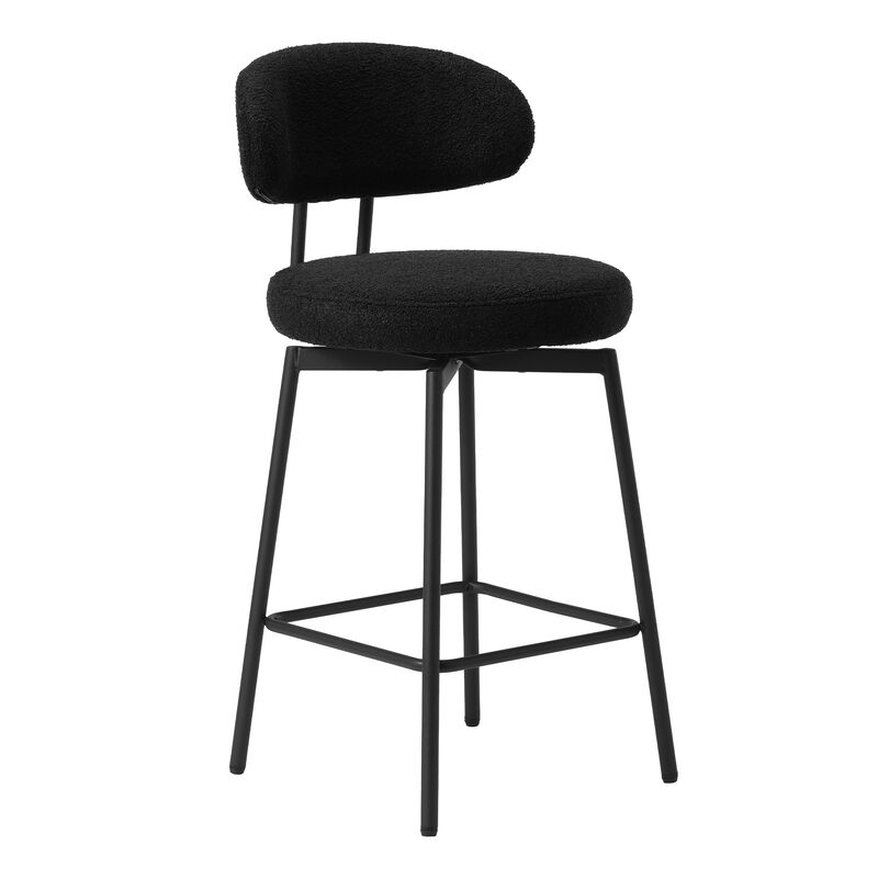WestinTrends Modern Upholstered Sherpa Fabric Counter Height Bar Stools with Back (Set of 2) image number 2