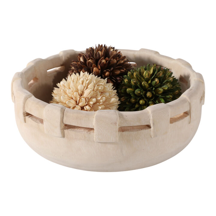 14x6" Carved Wood Bowl