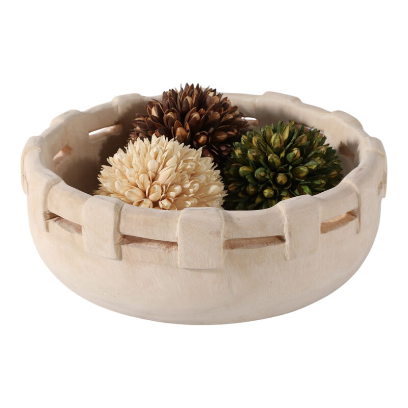 14x6" Carved Wood Bowl image number 1
