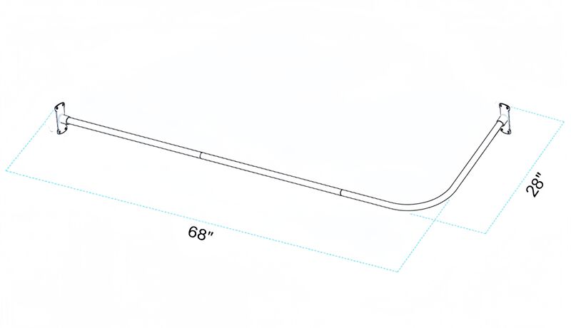 Utopia Alley 28-68" L-Shaped Corner Shower Rod, Non-Adjustable Rust-Free Large Space Shower Rod, Need Drilling image number 5