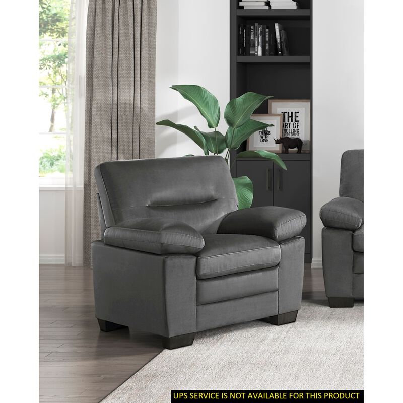 Modern Sleek Design Living Room Furniture 1pc Chair Dark Gray Fabric Upholstered Comfortable Plush Seating