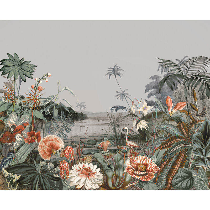 Floating Gardens Gray Wall Mural (Set of 2) image number 0