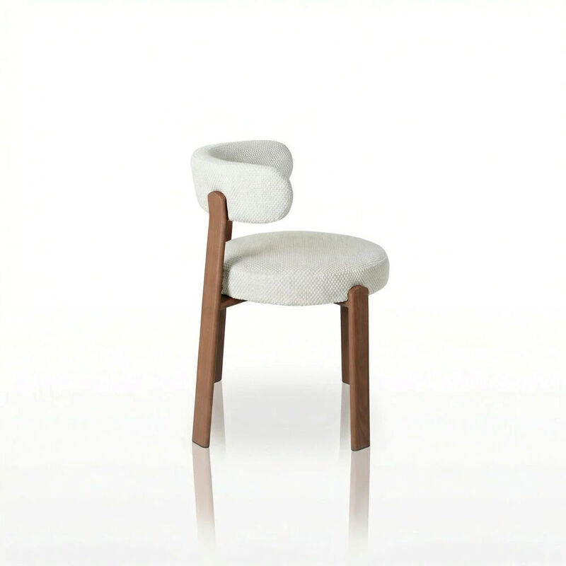 Upholstered Curved Back Wood-look Metal Frame 2pc Dining Chairs image number 2