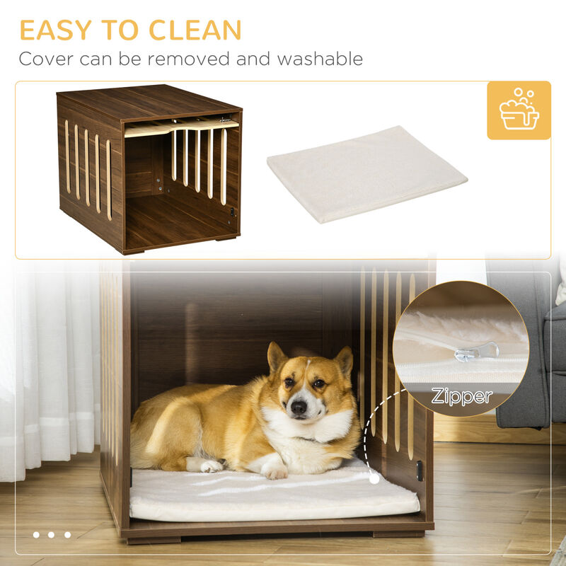 Streamdale Stylish Dog Crate End Table with Cushion image number 4