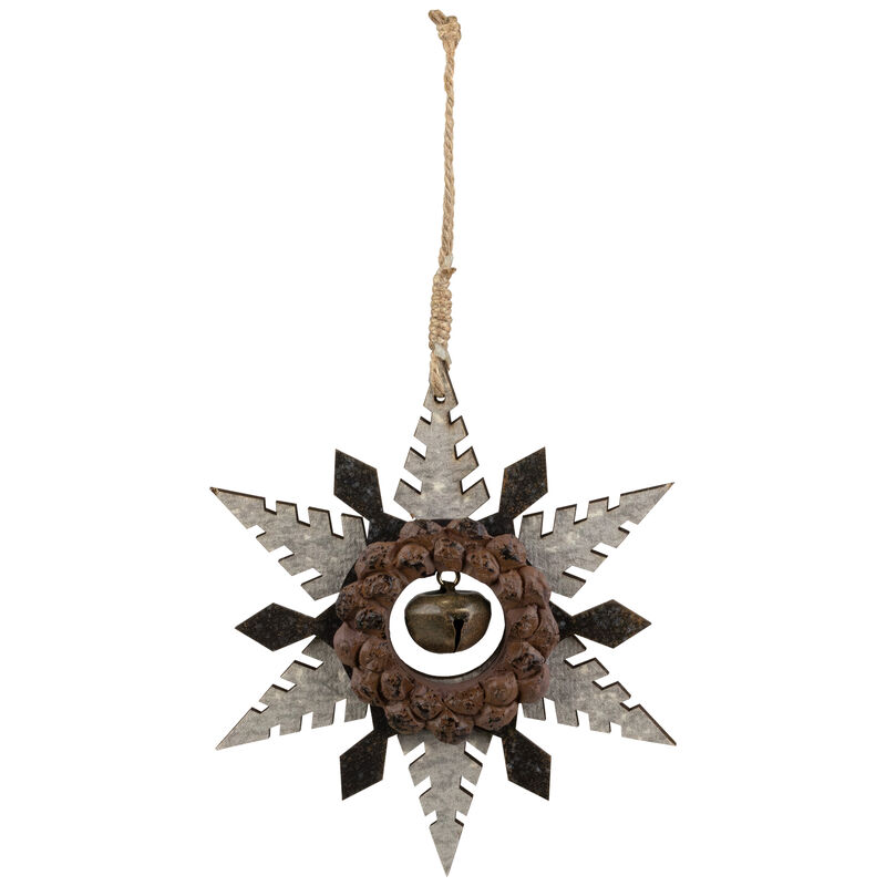 6" Brown and Beige Pointed Snowflake Christmas Ornament image number 2