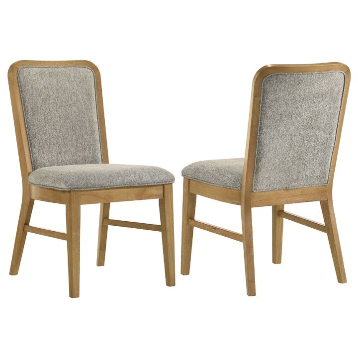 Elora Dining Side Chair, Set of 2, Gray Fabric, Weathered Natural Wood