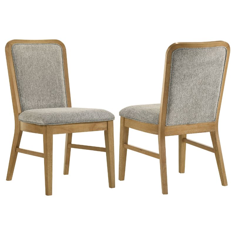 Elora Dining Side Chair, Set of 2, Gray Fabric, Weathered Natural Wood image number 0