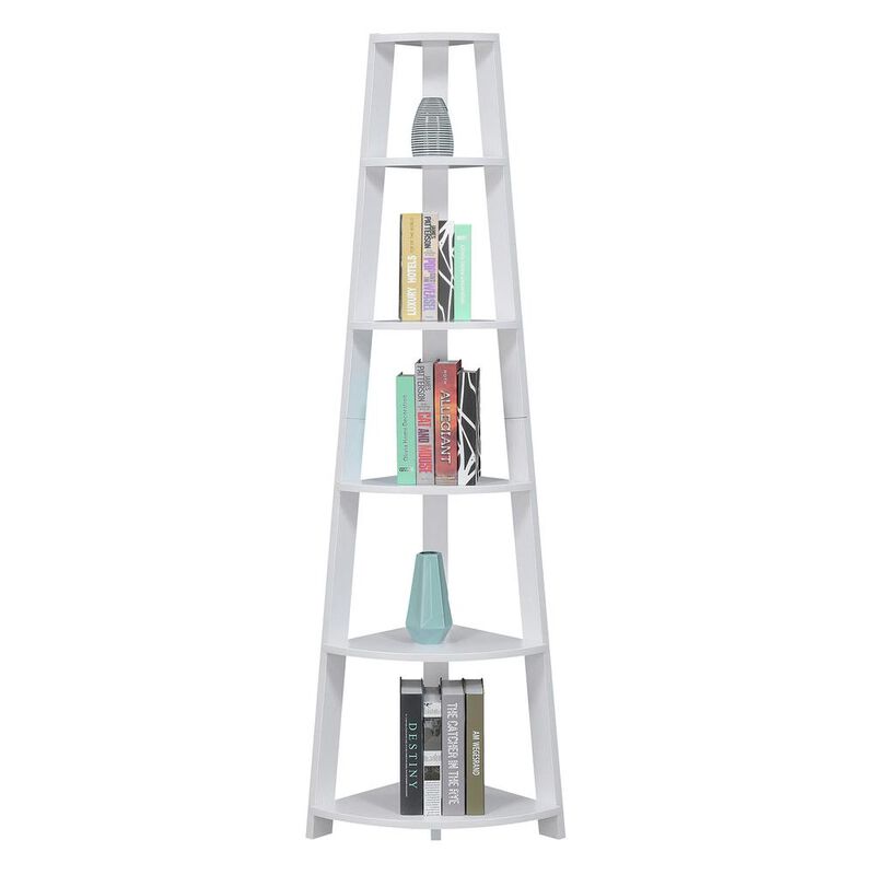 Convenience Concepts Newport 5 Tier Corner Bookshelf White