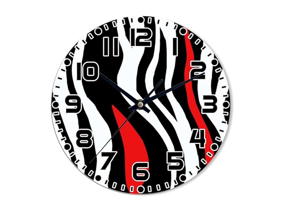 Zebra Animal Skin Tiger Stripes Black Wall Clock 10 Inch Silent Non Ticking