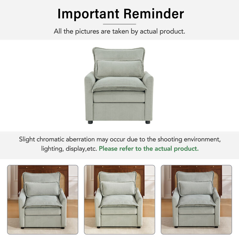 Merax Faux Fur Single Accent Armchair with Double-Layer Cushion image number 5