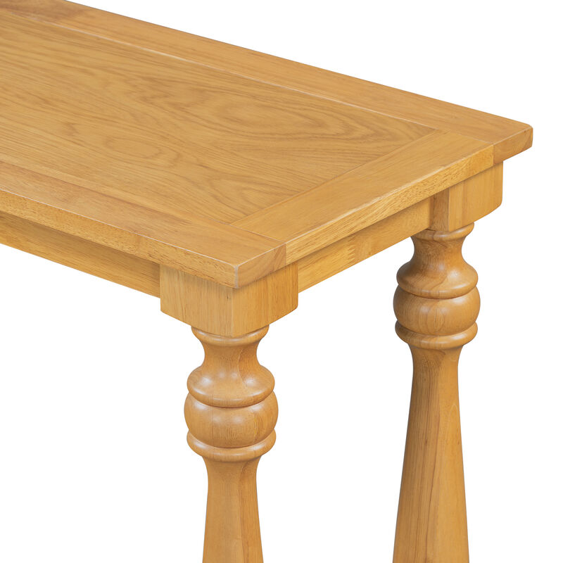 Merax Vintage Wood Grain Console Table with Bottom Shelf