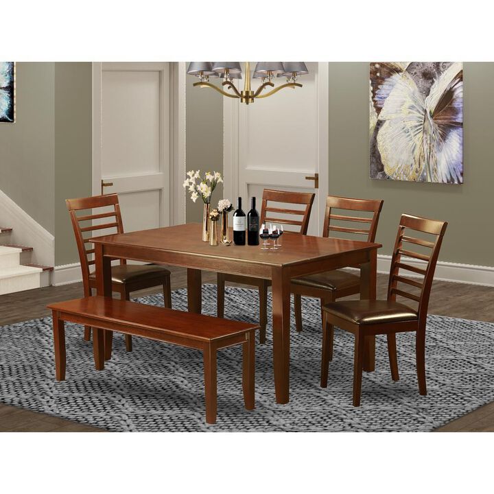 6 Pc Dining set with bench - Dining Table with 4 Dining Chairs plus Bench
