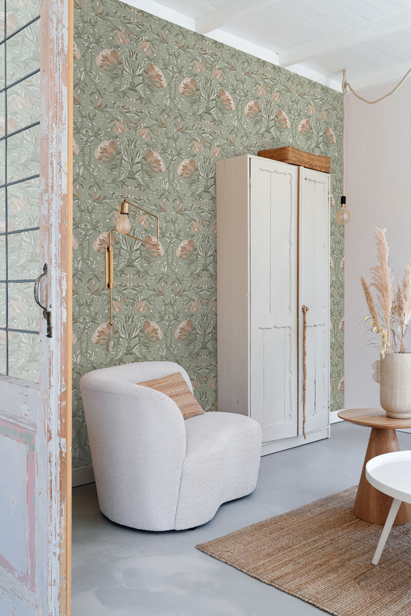 Ester Sage Nouveau Blooms Wallpaper image number 7
