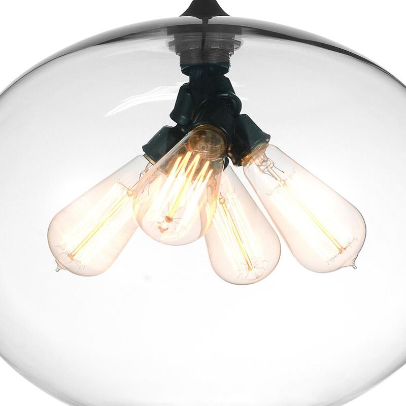 Glass 4 Light Down Pendant With Clear Finish
