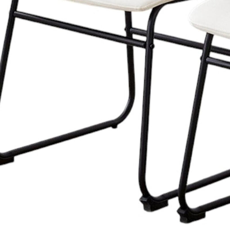 HomeRoots Set of Four White and Black Faux Leather and Metal Dining Side Chairs image number 3